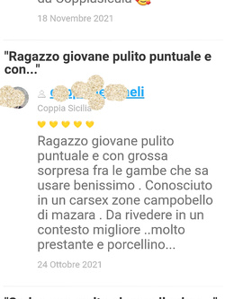 Il mio annuncio è i feedback delle coppie che ho incontrato.