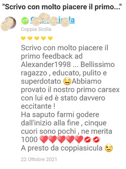 Il mio annuncio è i feedback delle coppie che ho incontrato.
