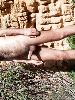 Nudo fuori con il cazzo duro